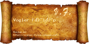 Vogler Fülöp névjegykártya